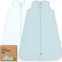 2-Pack Baby Sleep Sacks, Zipper Wearable Blanket - 0.5TOG Organic Cotton, Lightweight, Soft Cozy Toddler Sleeping Sack 6-12 months, Easy to Wear Large Newborn Transition Swaddles Sleepsacks (Glacier)