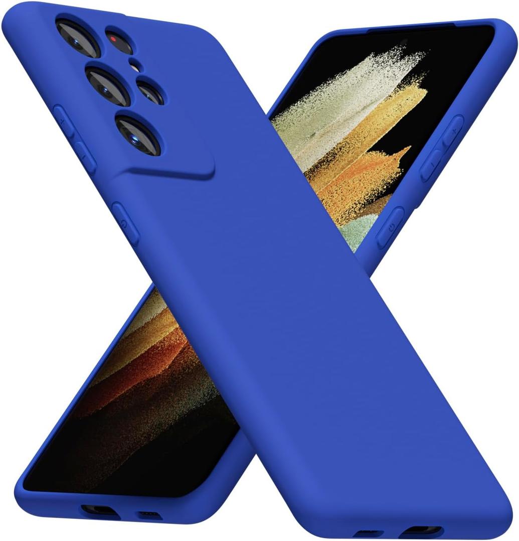 LoeoeL for Samsung Galaxy S21 Ultra Phone Case Silicone, Minimalist Ultra Thin Slim Soft Rubber Gel Solid Color Matte TPU Cute Case for Women Men, Girly Aesthetic Design & Camera Cover, Royal Blue