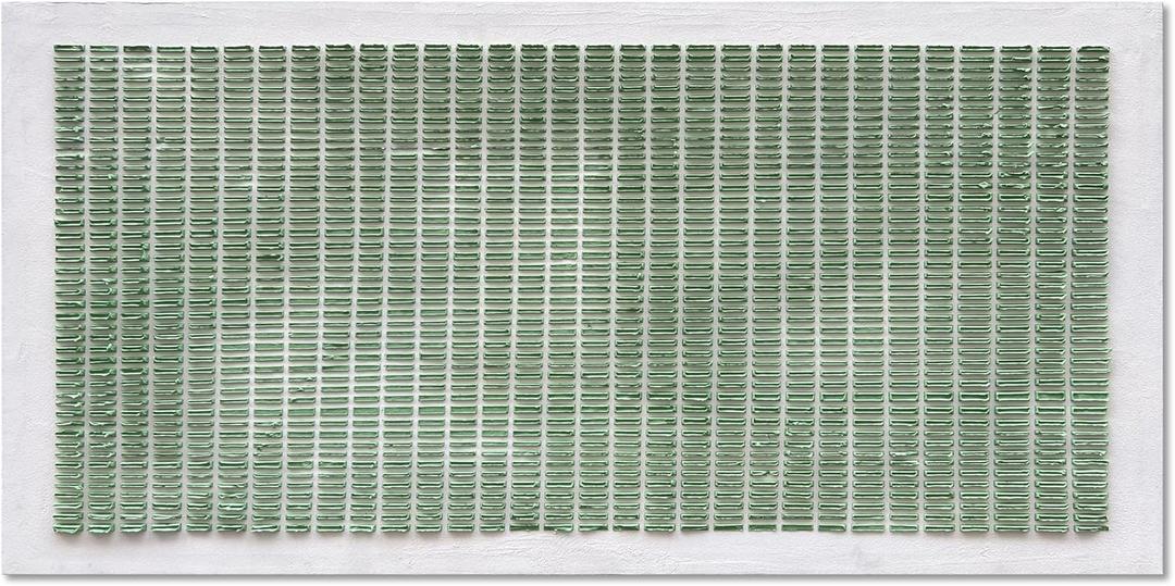 NANKAI Art Hand-Painted White and Green Thick Texture Abstract Art Oil Painting Contemporary Minimalist Style Art Living Room Office Corridor Wall Decoration Oil Painting 24x48 inches