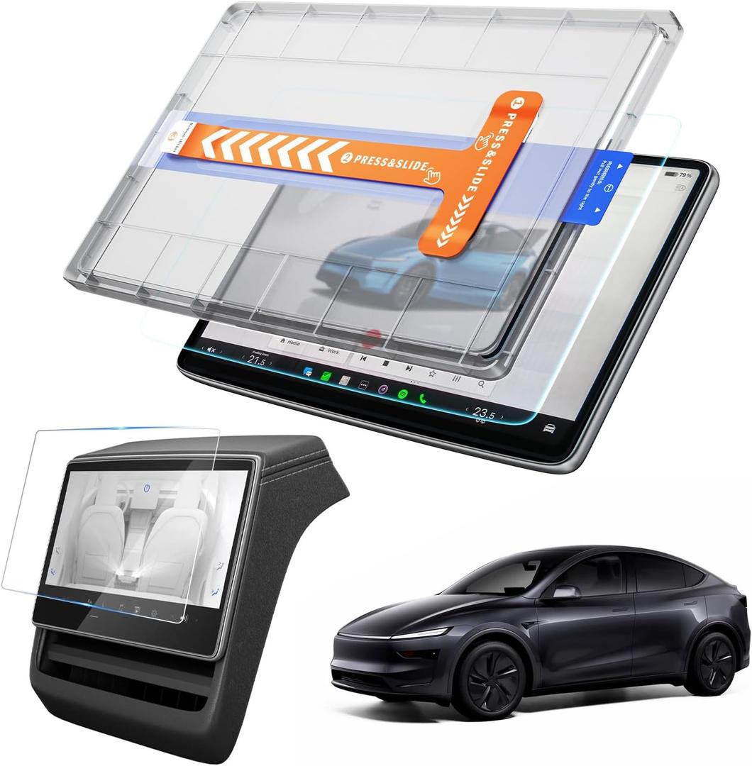 REEVAA 2026 Tesla Model Y Premium & Performance Screen Protector [AntiGlare & No Fingerprint], 9H Tempered Glass for 2026 Model Y Premium & Performance, with Alignment Frame, Matte, 16 inch