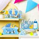 6 Pcs Blue Baby Shower Wooden Table Decorations It's a Boy Baby Shower Centerpieces Welcome Boy Gender Reveal Party Table Topper Decors for Newborn Announcements Birthday Spring Party Photo Props