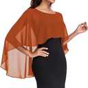 Sheer Shawls and Wraps for Evening Dresses Chiffon Capes for Women Soft Wedding Cover Up (Burnt Orange)