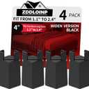 Adjustable Furniture Risers 4 Inch with Removable Screw Clamp, Fits Diameter from 1.1-2.4 Inch, Bed Table Couch Desk Risers Heavy Duty for Square Round Straight Furniture Legs(4 Pack, Black)