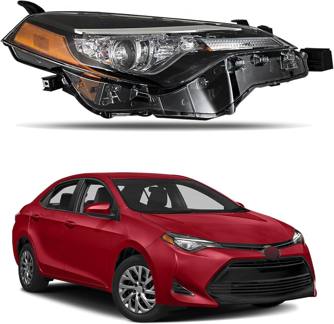 Headlamp for Passenger Side Compatible Replacement for Toyota Corolla L/LE/LE ECO 2017-2019 Headlight Assembly