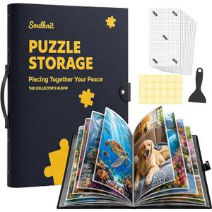 Puzzle Binder, Storage Folder for 500-1000 Piece Jigsaw Puzzles
Holds 20 Finished Puzzles; 20 HD Pockets; Fixed Rivet Binding; Full Kit; Portable Puzzle Binder Organizer; Gift for Mom