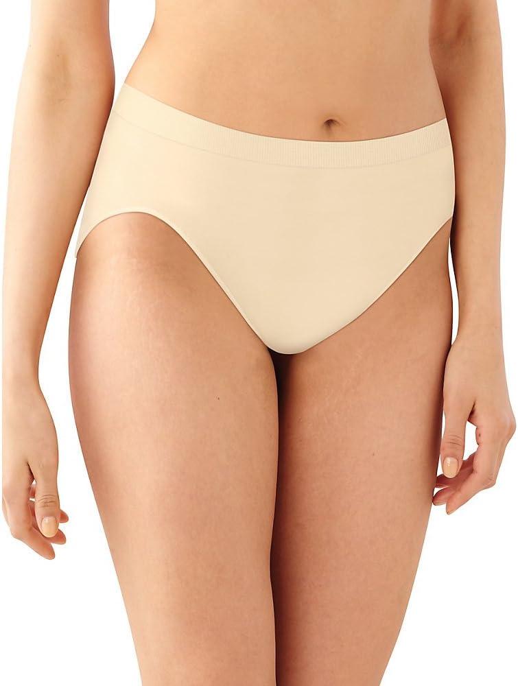 Bali Women's Seamless Hi-cut Panty, Comfort Revolution Microfiber Brief, Full Coverage Underwear (7, Black/Nude/Light Beige)