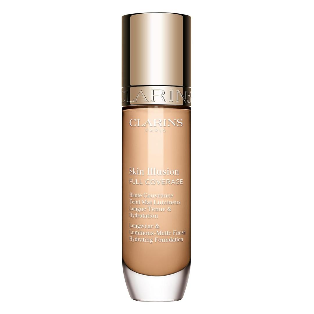 Clarins NEW Skin Illusion Longwear Full Coverage Foundation | Luminous Matte Finish | 24H* Hold and 24H** Hydration | Natural Looking Complexion | Transfer Proof, Sweat Proof and Smudge Proof (105N)