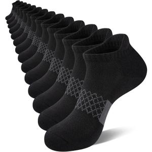 eallco Mens Cotton Ankle Socks Athletic Running Low Cut Breathable Cushioned Sport Tab Short Socks 7 Pairs