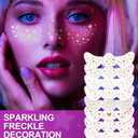 3 x Face Glitter Freckles Makeup Patches Gold Glitter Freckles Face Tattoo 9 Style Set Speckles Sparkle Freckle Temporary Tattoo Beauty Face Freckles Waterproof Faux Fake Freckle for Music Party Makeup