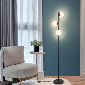 YHTlaeh Floor Lamp Modern 3 Globe for Living Room Bright Lighting LED Standing Light for Bedrooms Offices (Black)