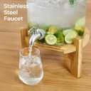 Beverage Dispenser 3.5 Gallon with Spigot Glass Water Dispenser for Parties, Bars, Restaurants (13Lwith Wood Stand Drink Dispensers