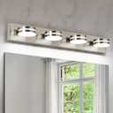 Bicrink Brushed Nickel Vanity Lights for Bathroom, 4-Light Bathroom Light Fixtures Over Mirror, LED Dimmable Bath Lighting Fixture, Modern Wall Mounted Lighting Fixture