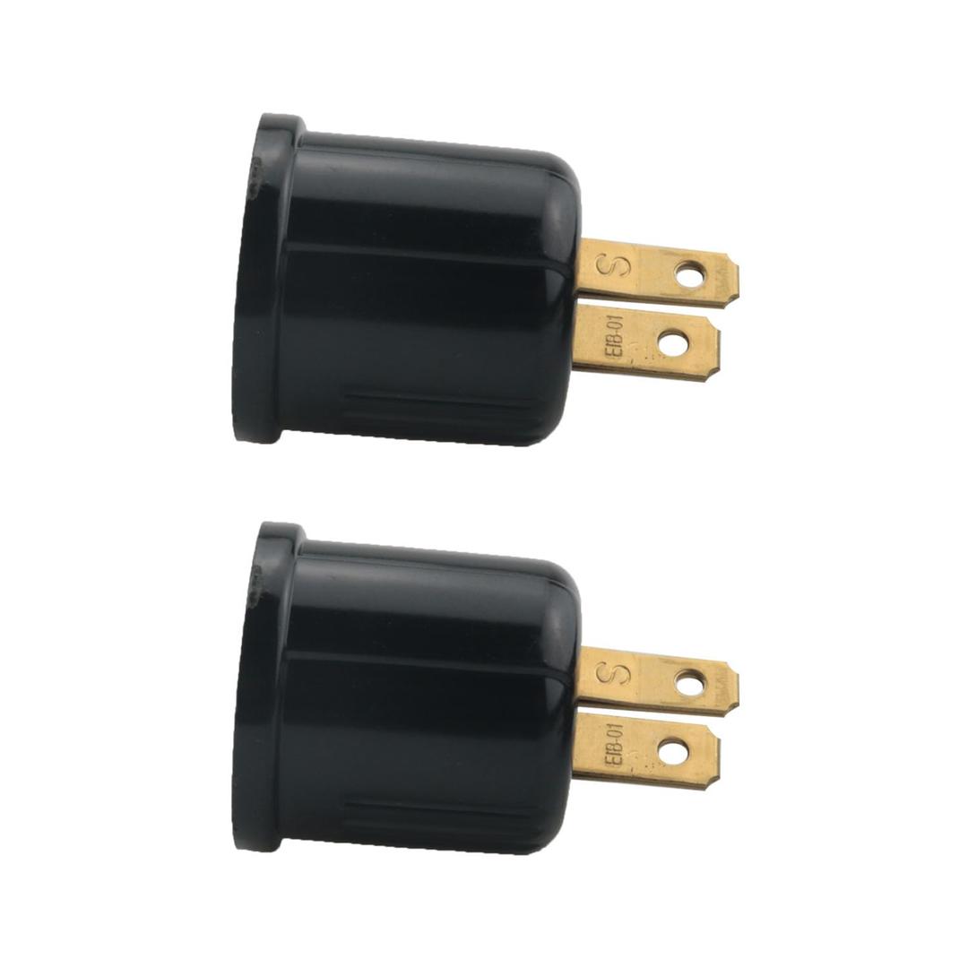 2PCS Black Plastic Light Power Bulb Socket Adaptor Lamp Head Converters E26 E27 Screw Base Outlet 600W 125V