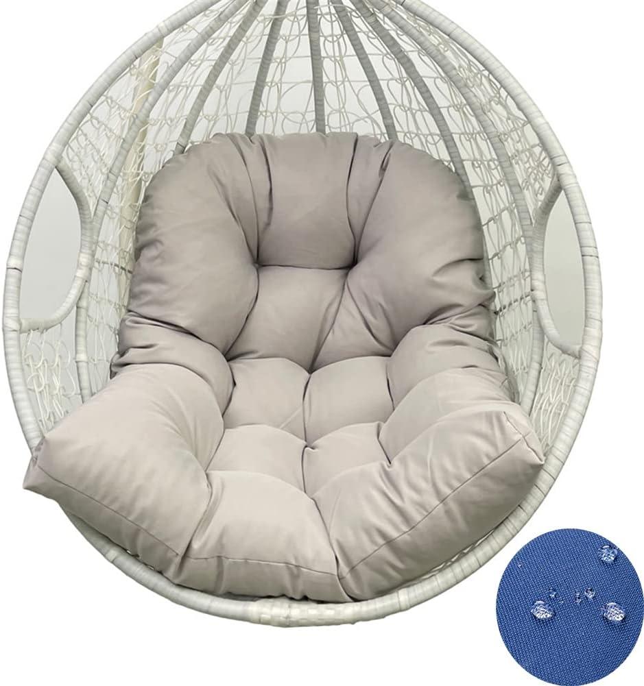 Hanging Egg Chair Cushion 47 X 35 in Waterproof Indoor/Outdoor Hammock Chair Cushion Washable Hanging Basket Seat Cushion (Without Chair) (Light Gray)