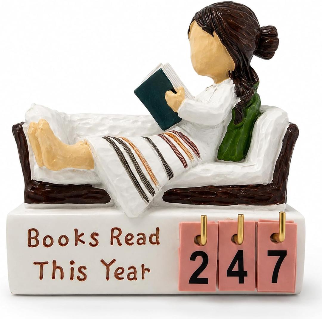 Books Read This Year Counter, Book Lovers Gifts for Women Readers, Bookish Gifts for Bookworms, Reading Tracker with Number Tiles, Bookshelf Decor, Book Accessories for Reading Lovers