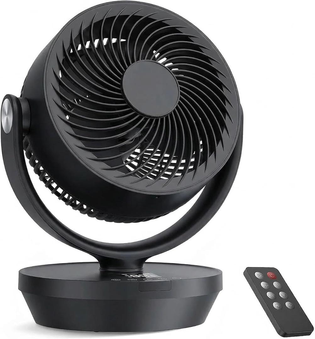 PNTCK Air Circulator Fan for Bedroom, 13" Table Fan with 90° Oscillating & 120° Tilt, 60ft Strong Airflow, Quiet 25dB Electric Desk Fan with 4 Speeds, 4 Modes & 12H Timer