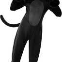 Spooktacular Creations Girls Cat Costume, Black Cat Plush Costume, Child Outfit Set with Tail Headband Gloves for Kids Halloween Role Play Themed Parties, M