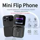 I16 Pro Mini Flip Phone, 1.77 Inch HD Display, Dual SIM 2G GSM, Foldable Design with Big Buttons, FM Radio, 32MB RAM, for Seniors (Blue)