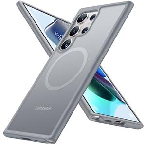 TORRAS Magnetic Shockproof for Samsung Galaxy S24 Ultra Case, 18N Strong Magnetic, 12 FT Mil-Grade Protection, Compatible with MagSafe, Protective Translucent Matte Slim Case, Guardian- Mag, Gray