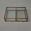 Antique Beauty Display Clear Glass 2 Drawers Palette Organizer, Cosmetic Storage, Makeup Container 2 Cube Jewelry Case Holder/Beauty Dresser Vanity Cabinet Decorative Keepsake Box