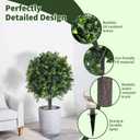 LXNRMHCH 27.2" Artificial Boxwood Topiary Set of 2 with Spike, Fake Plants Boxwood Balls Greenery Bushes, Uv Resistant Artificial Outdoor Plants Shrubs for Front Porch Decor, Home Faux Plants Indoor