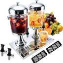 4.2 Gallon Drink Dispensers for Parties, Leakproof Stainless Steel Beverage Dispenser with Stand, 4 Spigots & 4 Drip Trays, Hot & Cold Juice Dispenser with Ice Core for Lemonade, Sun Tea