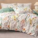 3 x OAITE Duvet Cover Set Queen Size Floral Pattern Ultra Soft 100% Cotton Duvet Cover Sets 3-PC, Breathable Duvet Cover with Zipper Closure & Corner Ties(2 Pillow Shams,1 Duvet Cover)