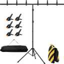 8x5ft T-Shape Backdrop Stand, Adjustable Background Support Stand Kit, Portable Photo Banner Holder with 6 Spring Clamps, Sandbag, Carry Bag for Party, Wedding, Photography and Decoration