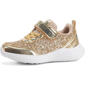 LUCKY STEP Kid's Glitter Fashion Sneakers Sparkly Princess Tennis Bling Shiny Sequins Athletic Walking School Shoes for Children/Boys/Girls, Size 12 Little kids