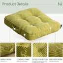 HIGOGOGO Floor Pillow Cushion for Adults, Meditation Cushion Pillow, Large Square Floor Sitting, Tufted Corduroy Cover, for Tatami Living Room or Yoga, 22x22 Inch, Green, 4" Thick
