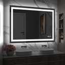 Amorho LED Bathroom Mirror 48" X36" with Front and Backlight, Stepless Dimmable Wall Mirrors with Anti-Fog, Shatter-Proof, Memory, 3 Colors, Double LED Vanity Mirror, size: 40" x 30"