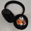 ZTL Kids Knit Earmuffs Soft Plush Ear Warmers Winter Outdoor Ear Muffs for Boys Girls E Ball - Black