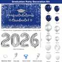 MEHOFOND Class of 2026 Graduation Balloon Arch Kit 152PCS Blue Silver Congrats Grad Decorations with 2026 Number Balloons for High School College Graduation Party Supplies