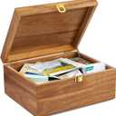 DRASTAR Wooden Keepsake Box, Large Acacia storage box with a Hinged Lid, Memory treasure box for Crafts and Photo Storage