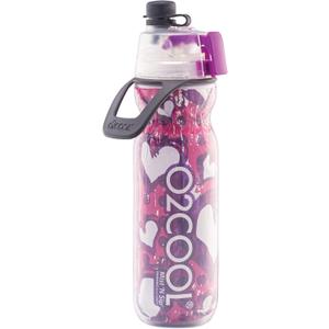 O2COOL Mist 'N Sip Misting Water Bottle 2-in-1 Mist And Sip Function With No Leak Pull Top Spout (Hearts)