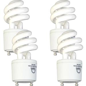 13 Watt GU24 Base 2 Prong Light Bulb, CFL T2 Mini Twist Lock Spiral Compact Bulbs Self Ballasted, 2700K Soft Warm White, 4 Pack