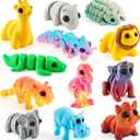 JOYIN 12PCS Safari Animal 3D Printed Toys, Mini Animals 3D Printed Toys, Cute Articulated Flexible Figurines Fidget Toys for Party Favors Classroom Desk Pets Home Decor