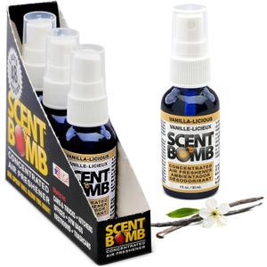 Scent Bomb Air Freshener Spray, Long-Lasting Odor Eliminator - Effective Deodorizer for Home & Car, Fresh Room Spray for Kitchen, Bathroom & Smell Neutralizer - 1 oz Pack of 4, Vanilla-liscious Scent