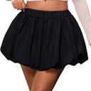 SOLY HUX Women's Plus Size Bubble Mini Skirt Y2k Elastic High Waisted Ruffle A Line Puff Skirt