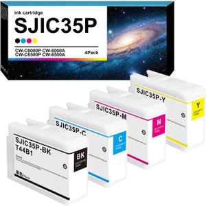 SJIC35P Ink Cartridge Remanufactured T44B1 T44B2 T44B3 T44B4 Ink Cartridge Replacement for ColorWorks CW-C6000P CW-C6500A CW-C6500P CW-C6000A Label Printer