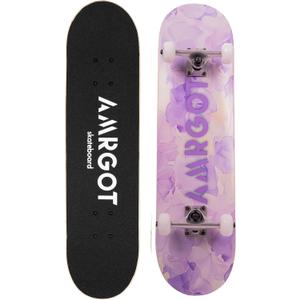 Skateboards for Beginners,31 * 8 inches Complete Skateboards for Kids,Boys,Girls and Adults,7 Layer Maple Wood,Double Kick Deck Concave Standard and Tricks Skateboard (Good Vibes)