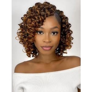 MYQUEEN GoGo Curl Crochet Hair Ombre Brown Curly Braids for Women 8 Inch 7 Packs Short Beach Ocean Deep Twist Synthetic Extensions T30#