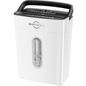 BONSEN Shredders for Home Office, 8-Sheet Cross Cut Credit Card Shredder, Small Paper Shredder for Home Use with 4 Gal Bin, P-4 High Security Level, White (S3101-W)