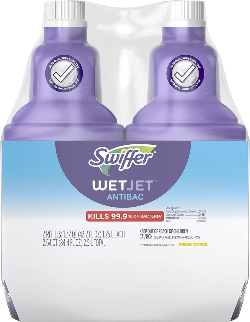 Swiffer WetJet Solution Refill for Floor Mopping and Cleaning, All Purpose Multi Surface Floor Cleaning Solution, Fresh Citrus Scent, 1.25 Liters (2 Pack)