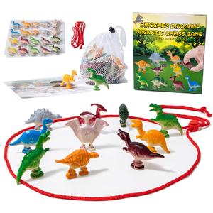 Magnetic Chess Game with Stones, Magnet Chess Game with String, Dinosaur Magnetic Rock Games, Magnet Rope Game, Magnetic Strategy Games for Family Game Nights