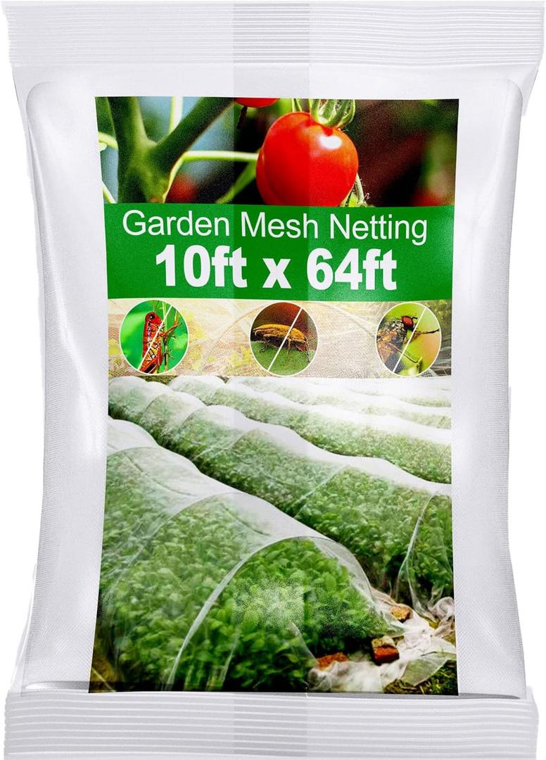 Wohohoho Garden Insect Mesh Netting 10ft x 64ft (3m x 20m), 1mm Ultra Fine Plant Covers for Garden Protection. Mosquito Net Pest Barrier for Vegetables Fruits Greenhouse Row Cover Raised Bed Barrier