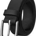 VATAN Men's Full Grain Leather Casual Every Day Jeans Belts, Handmade Men Leather Belt with Gift Box (Black) 36(Fits Waist 34"-35")