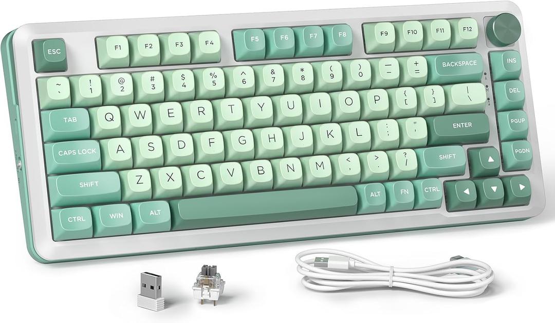 Redragon K681 Wireless Mechanical Keyboard, Gasket Mounted RGB Gaming Keyboard with Volume Knob, MDA-Profile, Pre-Lubed Linear Switches, 81 Keys 75 Tri-Mode Hot Swappable for PC/Xbox/Ps4/5 (Fresh Green)