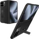 Military-Grade Shockproof Case with Stand for Google Pixel 10 Pro Fold, Slim Leather Cover with Hidden Kickstand, No Hinge Protection - Black