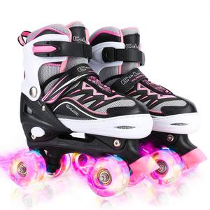 Sowume Adjustable Roller Skates for Girls and Women, All 8 Wheels of Girl's Skates Shine, Safe and Fun Illuminating for Kids, Size: Small-(10-13 US)